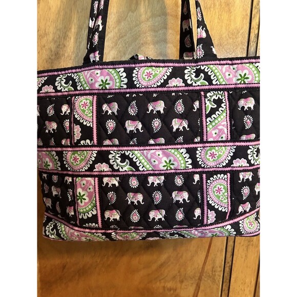 Retired Vera Bradley Small Tote Pink Elephants Paisley Toggle Shoulder Bag - Picture 3 of 10